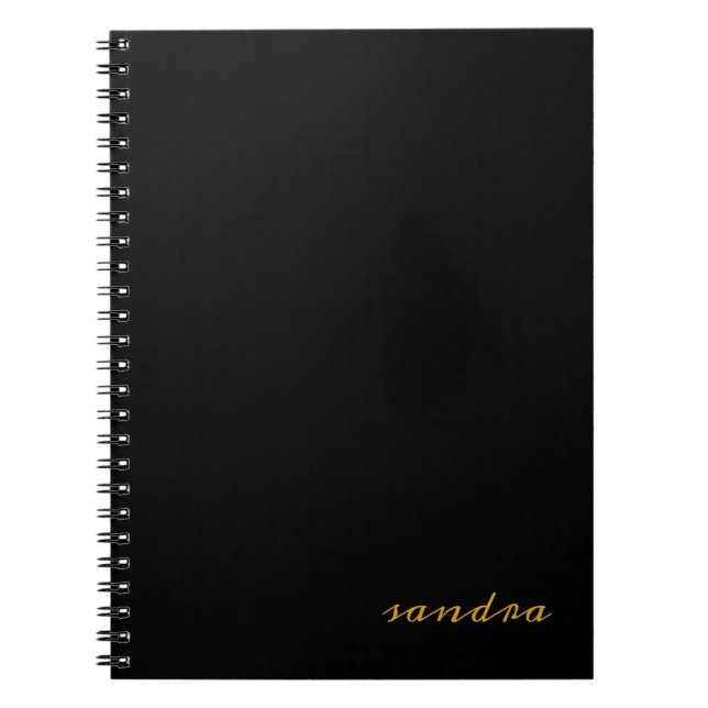 Black Gold Modern Chic Script Girly Monogram Name Notizblock (Vorderseite)