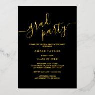 Black Gold Modern Graduation Party Folieneinladung