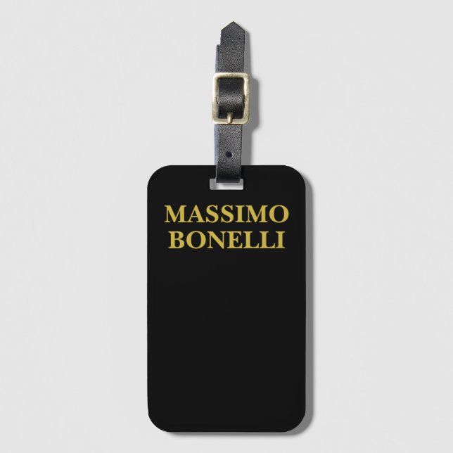 Black Gold Modern Minimalist Elegant Your Name Gepäckanhänger (Vorderseite Vertikal)