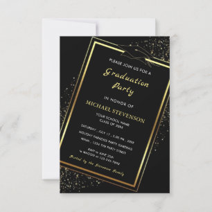 Black Gold Moderne Design Invitation de graduation