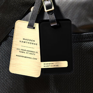 Black Gold Moderne Elegante einfache Brushed Metal Gepäckanhänger