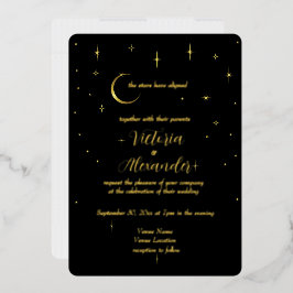 Black Gold Moderne Minimal Celestial Folieneinladung