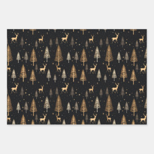 Black Gold Moderne Papier d'enveloppement de Noël 