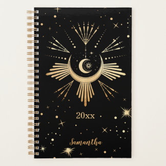 Black Gold moderne Stars Cosmiques Lune Nom Année