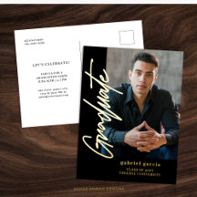 Black Gold Moderner Abschluss Einladung Postkarte