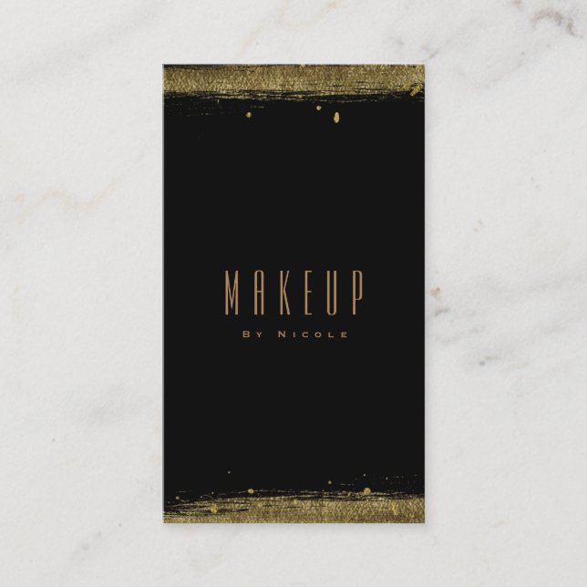 Black & Gold Moderner Glamour Grunge Glam Chic Visitenkarte (Vorderseite)