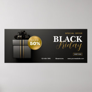 Black Gold Modernes Black Friday Sale Outdoorposte Poster