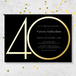 Black Gold Modernes Minimalistisches 40. Geburtsta Folieneinladung<br><div class="desc">Black Gold Moderne Minimalistische 40. Geburtstag Party Foil Einladung. Modernes, minimalistisches Geburtstagsdesign, einfach aber elegant mit echter Goldfolie! Ideal für ein Party mit dem Thema Schwarz & Gold! Dies ist eine anpassbare Vorlage, wenn Sie Hilfe beim Anpassen benötigen, kontaktieren Sie einfach den Designer, indem Sie auf die Schaltfläche 'Nachricht' unten...</div>