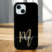 Black Gold Modernes Script Giron Monogram Name