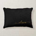 Black Gold Modernes Script Giron Monogram Name Dekokissen<br><div class="desc">Monogram Name und Anfangskissen für Schwarz und Gold Script. Das Kissen macht den perfekten 16 Geburtstag,  Hochzeit,  Brautparty,  Babydusche oder Junggeselinnen-Abschied Geschenk für jemanden,  der sein Zimmer in Rose Gold dekoriert.</div>