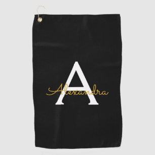 Black Gold Modernes Script Giron Monogram Name Golfhandtuch