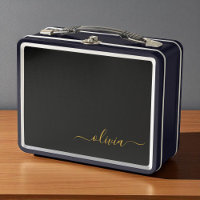 Black Gold Modernes Script Giron Monogram Name