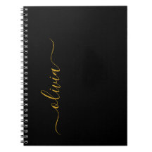 Black Gold Modernes Script Giron Monogram Name