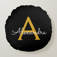 Black Gold Modernes Script Giron Monogram Name