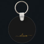 Black Gold Modernes Script Giron Monogram Name Schlüsselanhänger<br><div class="desc">Einfache Monogram Name Keychains (Key Chain) für Schwarz und Gold. Das macht den perfekten 16 Geburtstag,  Hochzeit,  Brautparty,  Jubiläum,  Babydusche oder Junggeselinnen-Abschied Geschenk für jemanden,  der Lieben glamourösen Luxus und schicke Stile.</div>