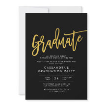 Black Gold Modernes Script Graduate Party