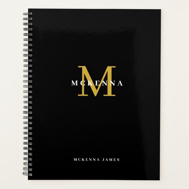 Black Gold Monogram Business Client Vielen Dank Planer (Vorderseite)
