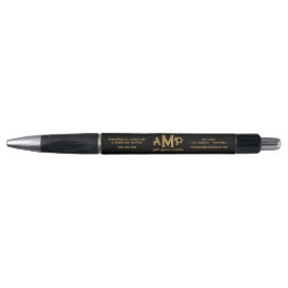 Black Gold Monogram Business Logo Kugelschreiber