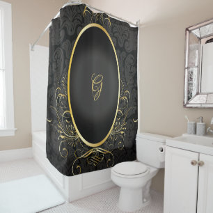 Black gold Monogram Classy Royal Style Vorhang