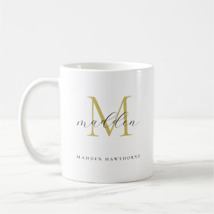 Black Gold Monogram   Elegante Skriptnamen Kaffeetasse