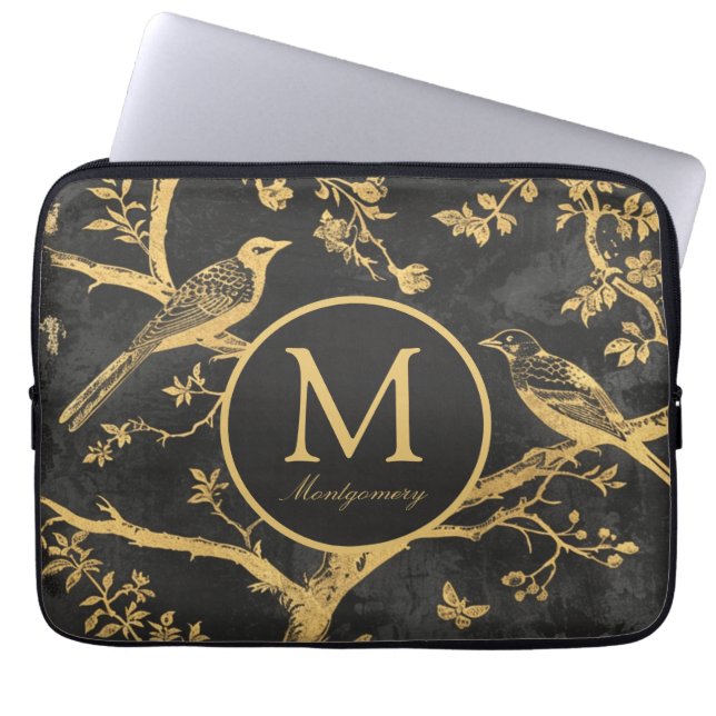 Black Gold Monogram Laptopschutzhülle (Vorderseite)