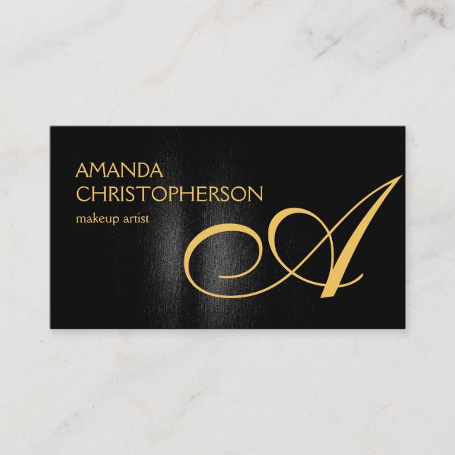 Black Gold Monogram Makeust Artist Business Card Visitenkarte (Vorderseite)
