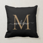 Black Gold Monogram Modern Stilvolle Feminine Scri Kissen<br><div class="desc">Black Gold Monogram Modern Stylish Feminine Script Throw Kissen</div>