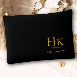 Black Gold Monogram Modernes Minimalistisches Eleg Zubehörtasche