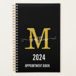 Black & Gold Monogram Script Appointment Book Planer<br><div class="desc">Custom Elegant Black and Gold Monogram Script Appointment Book Planner</div>