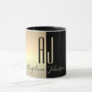 Black Gold Monogram Tasse