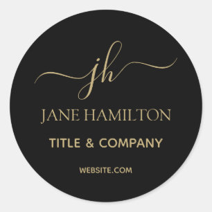 Black Gold Monogram Umschlag Aufkleber