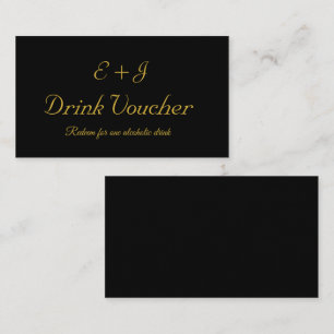 Black Gold Monogram Wedk Drink Card Visitenkarte