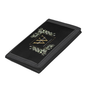 Black Gold Monogramm Elegante Moderne Grüne Trifold Geldbörse