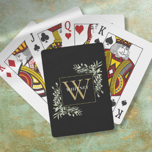 Black Gold Monogramm Grün Personalized Spielkarten
