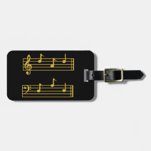 BLACK GOLD MUSIC LOVER VATER TREBLE BASS CLEF NOTE GEPÄCKANHÄNGER