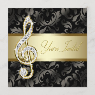 Black Gold Music Treble Clef Konzert Einladung