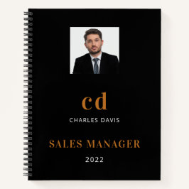 Black Gold Name Initial Foto Business Notizbuch