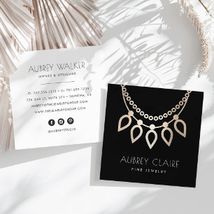 Black & Gold Necklace Jewelier-Logo Quadratische Visitenkarte