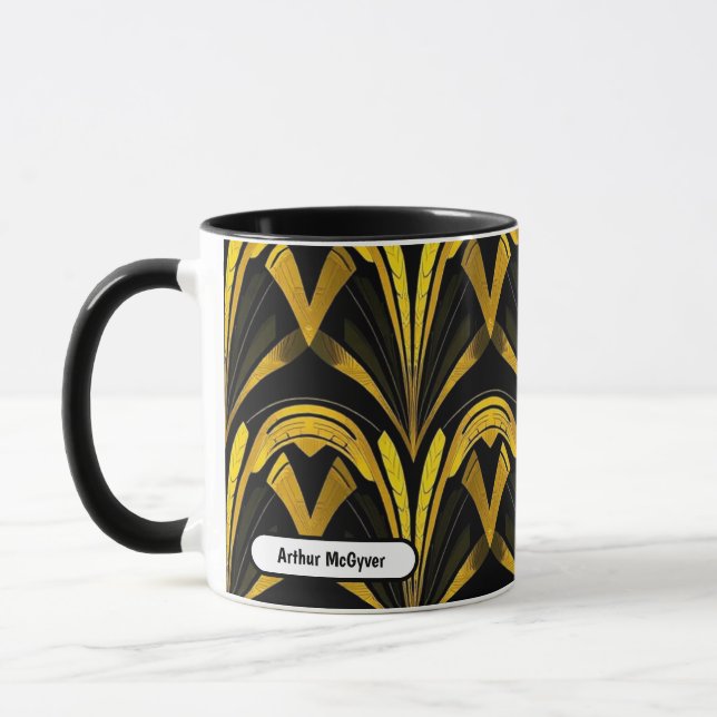 Black Gold Neo Deco Seamless Abstract Art Tasse (Links)