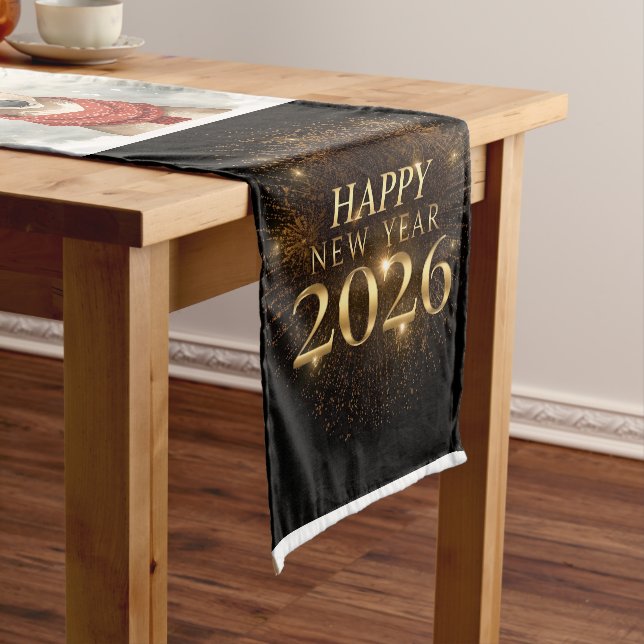 black gold new year Table Runner Kurzer Tischläufer (Beispiel)