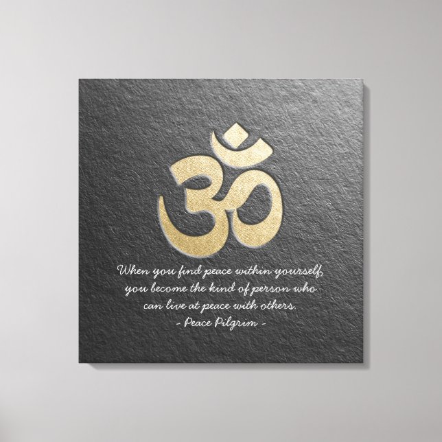 Black & Gold OM Symbol YOGA Meditation Instructor Leinwanddruck (Vorderseite)