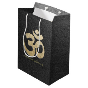 Black & Gold OM Symbol YOGA Meditation Instructor Mittlere Geschenktüte