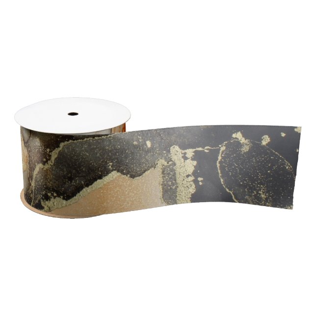 Black Gold Orange Celestial Satinband (Spule)