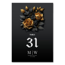 Black Gold Orange Rose Gothic Monogram Wedding Tischnummer