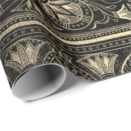 Black Gold Papyrus Antique Ägyptischer Floral Lotu Geschenkpapier