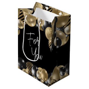 Black Gold Parting Gefallen Geschenktasche für Gäs Mittlere Geschenktüte