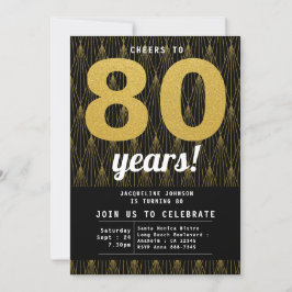 Black Gold Party zum 80. Geburtstag Einladung
