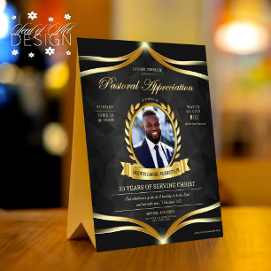 Black Gold Pastoral Appreciation Church Service Tischaufsteller