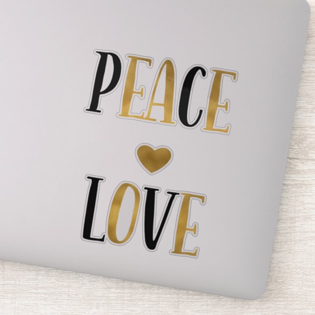 Black Gold Peace Liebe - Herz Aufkleber (Detail)