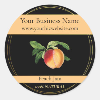 Black & Gold Peach Jam Product Label Runder Aufkleber
